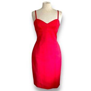 Jaeger Womens Sheath Dress US Sz 10 Red Matelasse Cotton Stretch Wedding Guest